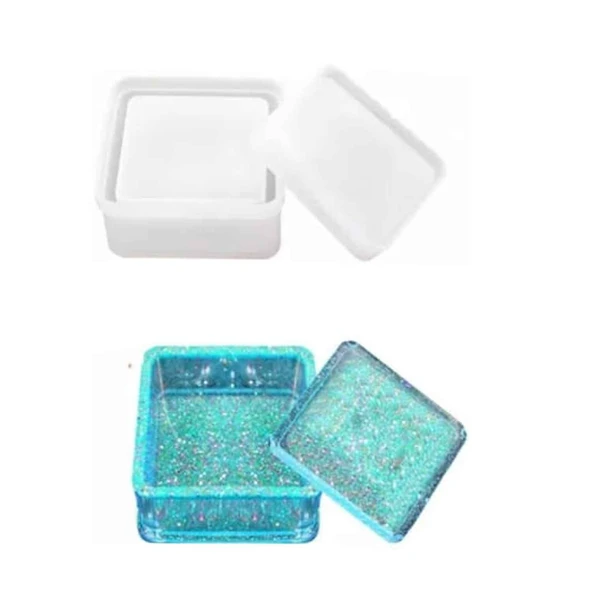 Epoksi Silikon Kalıp Kare   Mücevher Saklama Kutusu 8X8 CM ürün görseli 1
