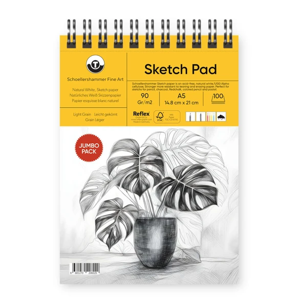 Schoellershammer Jumbo Sketch Pad Eskiz Defteri 90 gr A5 100 Yaprak Naturel Beyaz ürün görseli 1