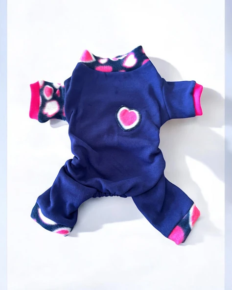 Heart Bites Kalın Penye Köpek Tulum Pijama ürün görseli 1