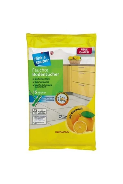 Domol Flink & Sauber Narenciye Kokulu Islak Yer Bezi 16'lı - 22x30 Cm ürün görseli 1