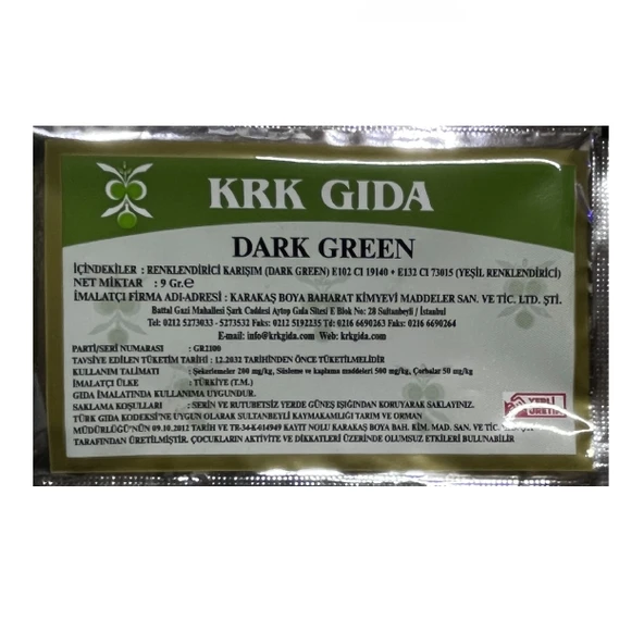 Gıda Boyası Toz Koyu Yeşil Renklendirici 9 Gr ürün görseli 1