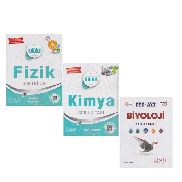 Palme TYT Fizik ve Kimya Limit TYT AYT Biyoloji Soru Bankası 3 Kitap Set ürün görseli 1
