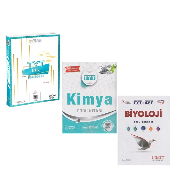 TYT Palme Kimya Üç Dört Beş Fizik Limit Biyoloji Soru Bankası 3 Kitap Set ürün görseli 1