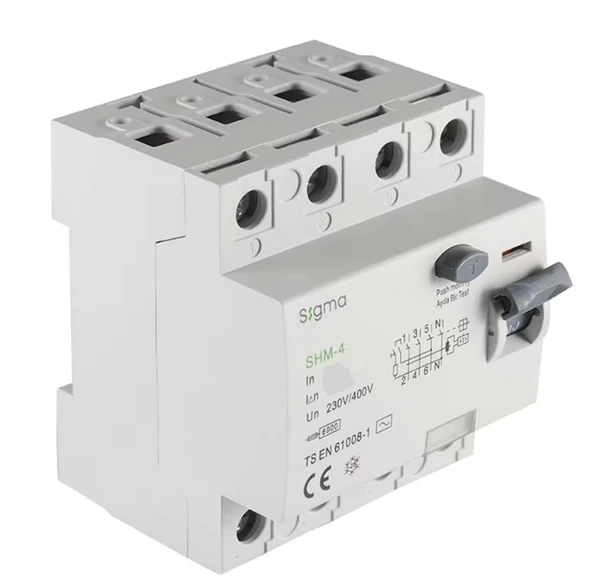 Sigma - 4P 40A 300mA Trifaze Yangın Koruma Rölesi SHM4040300 ürün görseli 1