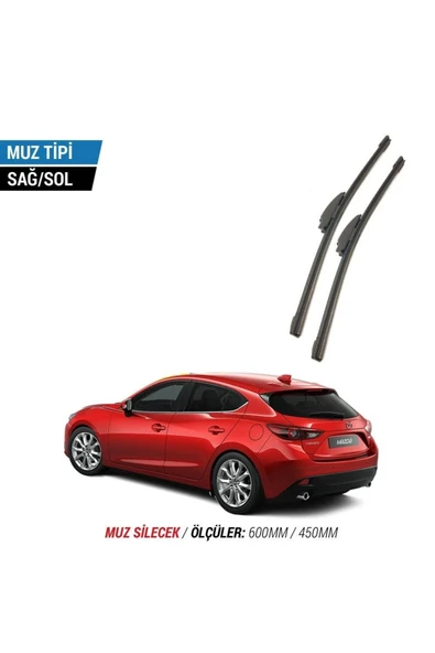 Velonova MAZDA 3 HB 2014-2016 2'li Ön Cam Sileceği Sağ Sol Silecek Takımı Muz Silecek ürün görseli 1