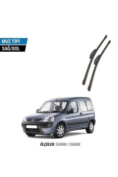 Velonova PEUGEOT PARTNER 2002-2009 2'li Ön Cam Sileceği Sağ Sol Silecek Takımı Muz Silecek ürün görseli 1