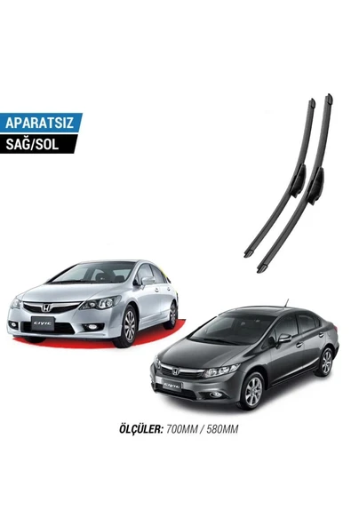 Velonova HONDA CİVİC FD6 2006-2012 2'li Ön Cam Sileceği Sağ Sol Silecek Takımı Muz Silecek ürün görseli 1