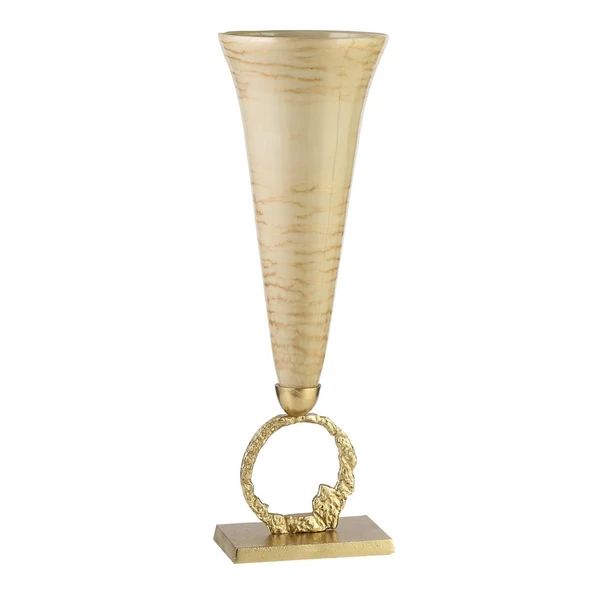Vitale Taupe Çiçeklik Vazo Gold 18*18*55 cm AK.IX0170 ürün görseli 1