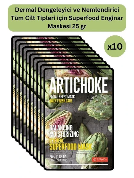 DERMAL Dengeleyici ve Nemlendirici Enginar Maskesi 25 gr 10 Adet ürün görseli 1