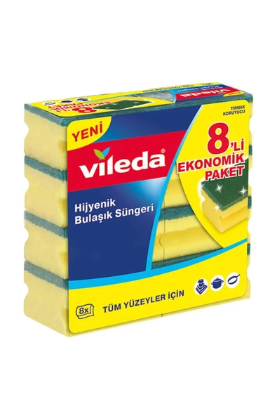 Vileda 8 Li Yeşil Klasik Oluklu Sünger ürün görseli 1