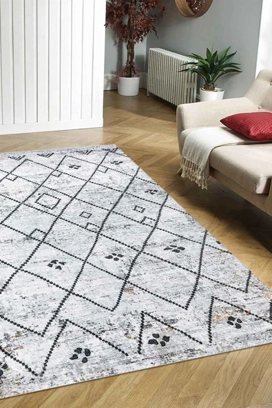 VALENCIA 1508 Geometrik Desenli Kaymaz Taban Yıkanabilir Modern Halı Kilim ürün görseli 1