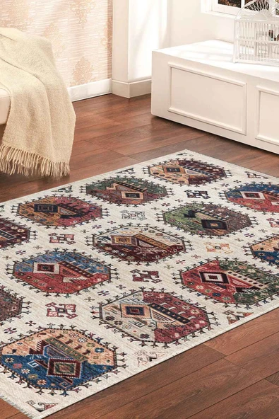 VALENCIA 1509 Vintage Kaymaz Taban Yıkanabilir Modern Halı Kilim ürün görseli 1