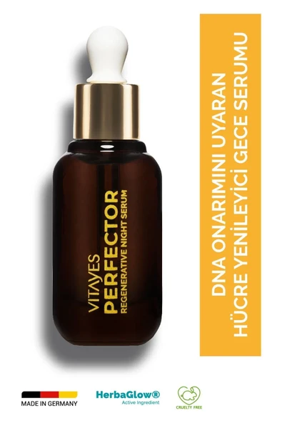 VITAYES Gece Serumu Yaşlanma Kırışıklık Karşıtı Herbaglow %10 Hyalüronik Asit Içeren Onarıcı Gece Bakımı 30ml ürün görseli 1