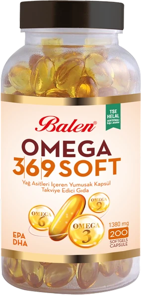 Balen Omega 3,6,9 Soft Yağ Asitleri İçeren Yumuşak Kapsül 1380 MG 200 Kapsül ürün görseli 1
