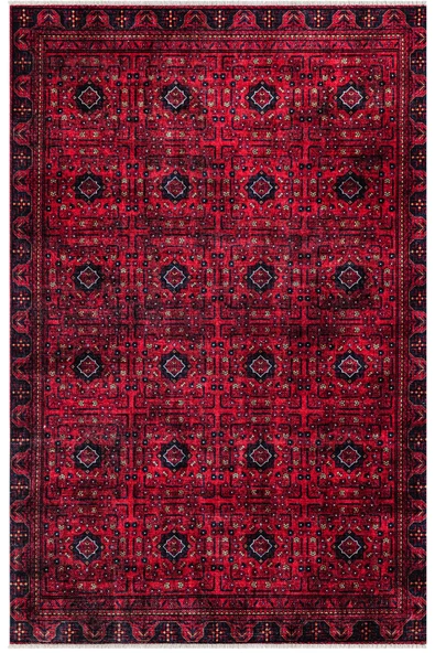 EFES 2303 Geleneksel Afgan Motif Yumuşak Doku Leke Tutmayan Modern Halı Kilim ürün görseli 1