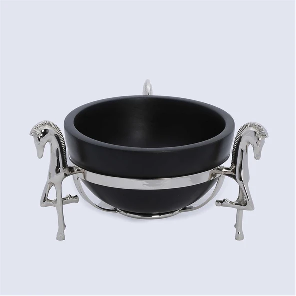 Vitale Metal Ahşap Atlı Kase 25*25*15 cm ürün görseli 1