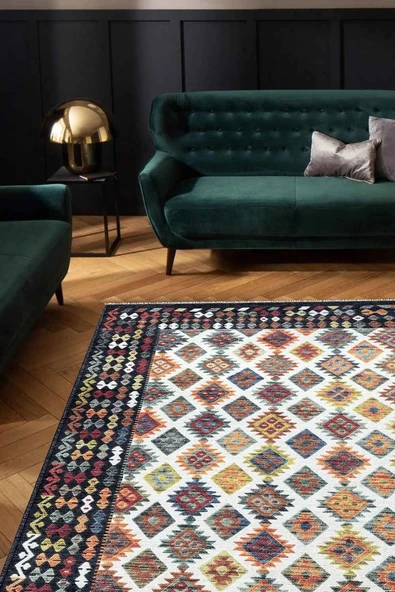 VALENCIA 1505 Renkli Kaymaz Taban Yıkanabilir Modern Halı Kilim ürün görseli 1