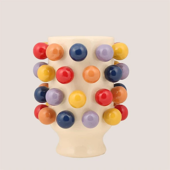 Vitale Seramik Puantiyeli Küçük Vazo 19*19*24 cm ürün görseli 1