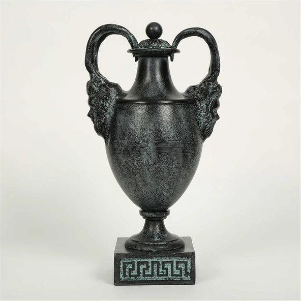 Vitale Metal Green Kapaklı Vazo 14*20*38 cm ürün görseli 1