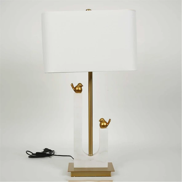 Vitale Mermer Kuşlu Abajur 40.5*21.5*75 cm ürün görseli 1