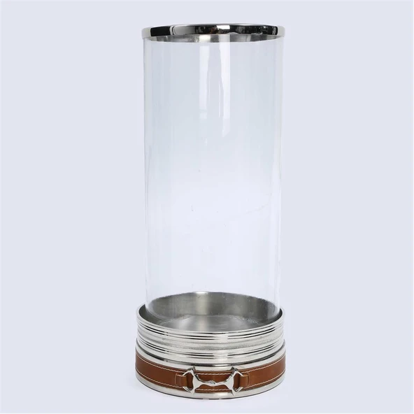 Vitale Cam Metal Tokalı Mumluk 19*19*42 cm ürün görseli 1