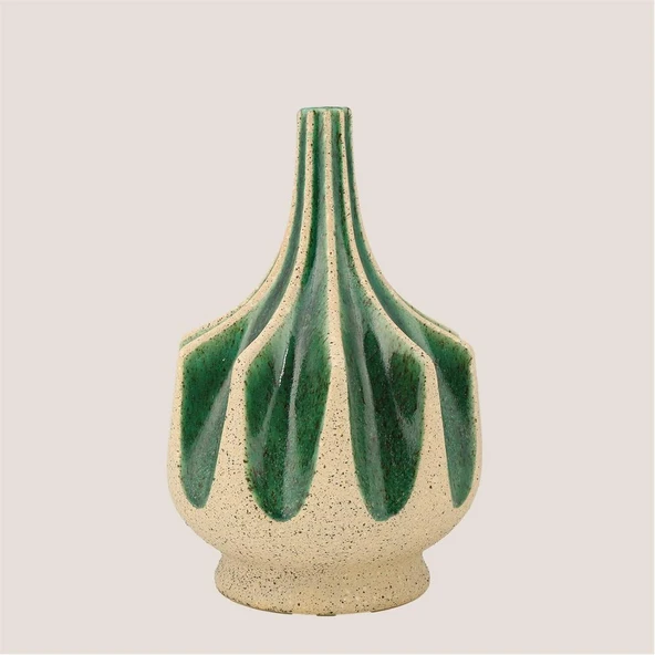 Vitale Seramik Yeşil Krem Summer Vazo 21*21*31 cm ürün görseli 1