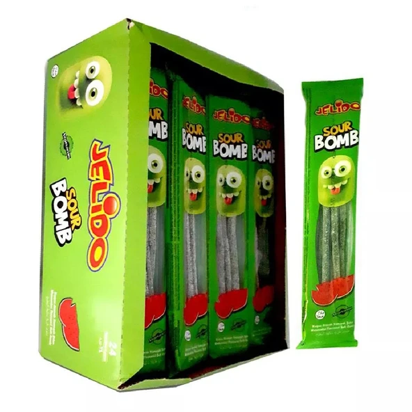 Jelido Sour Bomb Karpuz Aromalı Yumuşak Şeker 30 gr 24 Adet ürün görseli 1