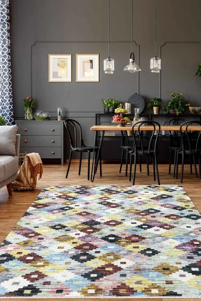 VALENCIA 1502 Renkli Kaymaz Taban Yıkanabilir Modern Halı Kilim ürün görseli 1
