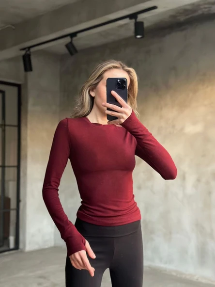 Parmak Geçmeli Buzi Body - Bordo ürün görseli 1