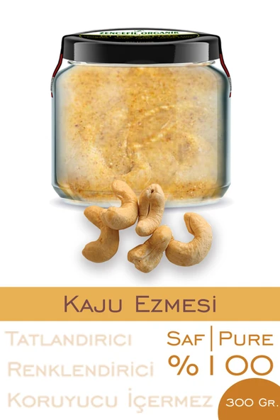 %100 Saf Kaju Ezmesi Şeker İlavesiz Bi Kavanoz 330 cc. Cam Kavanozda Kaju Ezmesi Vegan Glutensiz ürün görseli 1
