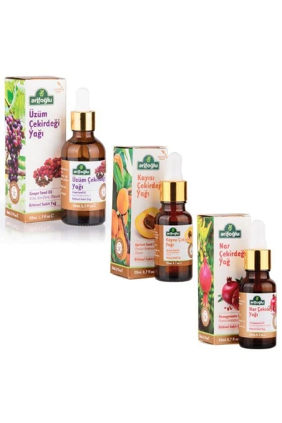 Kayısı Yağı 20ml + Nar Çekirdeği Yağı 20ml + Üzüm Çekirdeği Yağı 50ml (Cilt Kırışıklık) ürün görseli 1