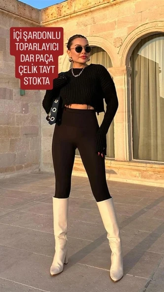 Kadın Uzun Yüksek Bel şardonlu Toparlayıcı Tayt ürün görseli 1