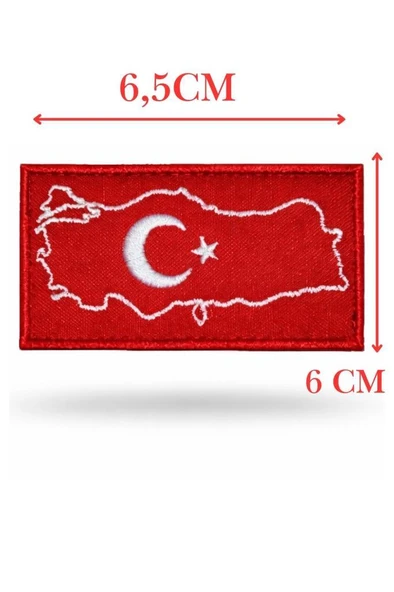 Single sword Nakış Haritalı Türk Bayrağı. ürün görseli 1