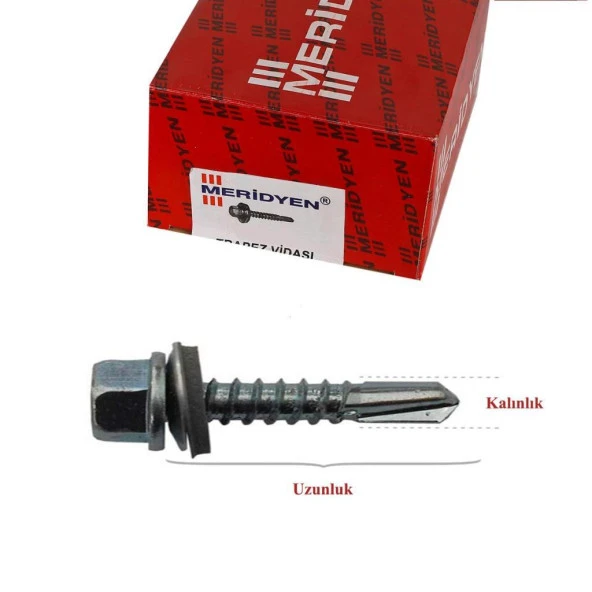 Meridyen Trapez Çatı Vidası 5.5X32 (500'lü Paket) ürün görseli 1