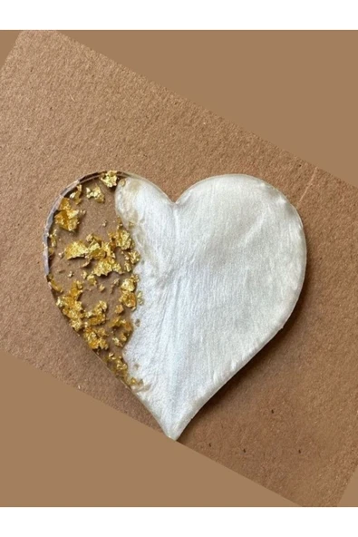 Özcan Tasarım Epoksi Magnet - Boş Epoksi - Kalp Epoksi Magnet ( Gold ) - 10 Adet ürün görseli 1