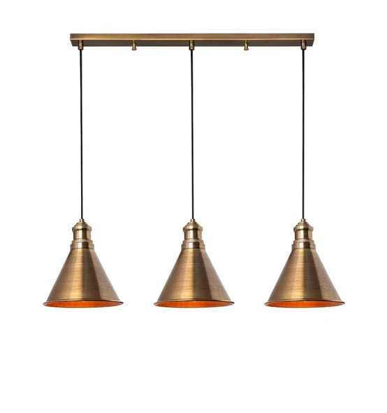 Rsylight Retro Metal Eskitme Kaplama Masa Üstü 3 lü Dekoratif Rustik Avize ürün görseli 1