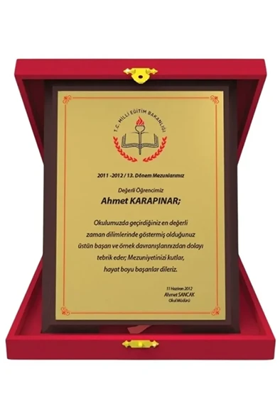 Kişiye Özel Mezuniyet Plaketi - Öğrenci Plaketi ( Büyük Boy ) ürün görseli 1
