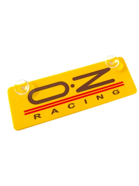 O.Z Racing Sarı Dekor Plaka Vantuzlu Cam Süsü 22x7.5cm ürün görseli 1