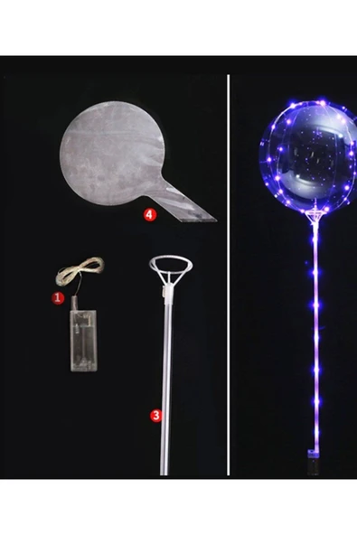 3 M LED MOR RENKLİ ŞEFFAF BALON ÇUBUKLU SET - Resim 2