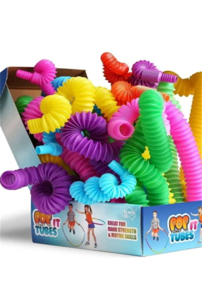 POP TUBES KATLANIR BORU OYUNCAK 5 RENKLİ SET - Resim 2