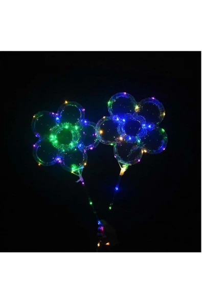 3 M LED ŞEFFAF ÇİÇEKLİ BALON ÇUBUKLU FULL SET ISIKLI BALON ürün görseli 1