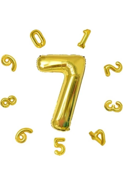 Gold  Folyo Balon 7 Rakam 100 cm (40 İnç)  7 Yaş Balonu - 7 Yaş Balon - 7 Rakam Balon ürün görseli 1
