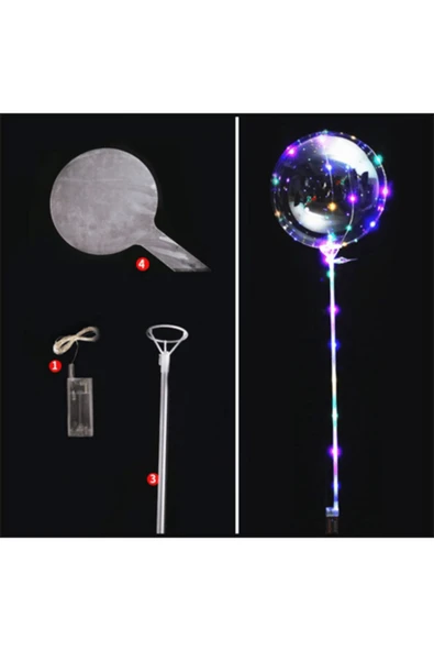 3 M LED ŞEFFAF BALON ÇUBUKLU FULL SET IŞIKLI BALON - Resim 4