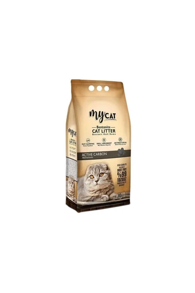Mycat Aktif Karbonlu Topaklaşan Bentonit Kedi Kumu 10lt (İNCE TANELİ) ürün görseli 1
