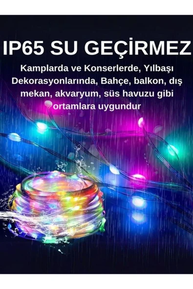 10 Metre Rgb Ses Kontrollü Kumandalı Telefon Kontrollü Kayar Magic Led Müzik Rgb Şerit Su Geçirmez ürün görseli 1