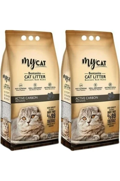 Mycat Aktif Karbon Topaklaşan Bentonit Kedi Kumu X2 Adet (İNCE TANE) ürün görseli 1