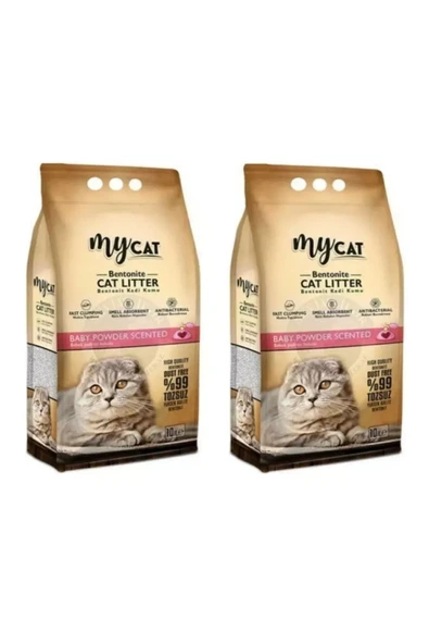 Mycat Bebek Pudrası Kokulu Ince Tane Topaklanan Kedi Kumu 10 Lt X 2 Adet ürün görseli 1