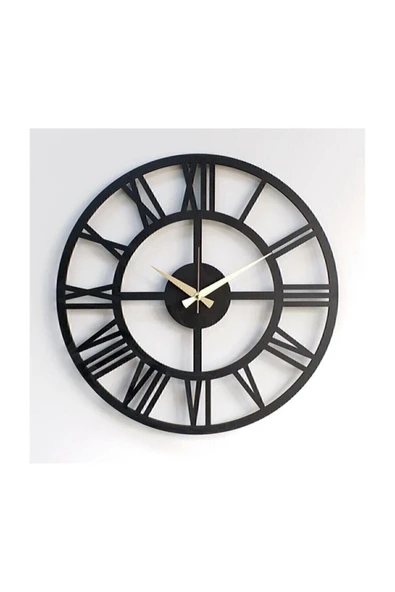 Siyah Ahşap 3mm Mdf Tam Sayılı Dekoratif Duvar Saati 40x40 ürün görseli 1