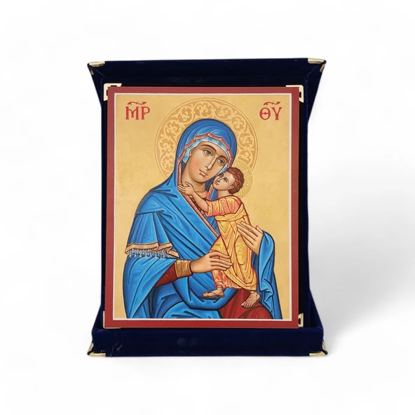Mavi Madonna İkona Kadife Kutu ürün görseli 1
