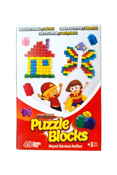 Puzzle Funny Blocks 40 Parça Yapı Blokları Lego - Resim 2